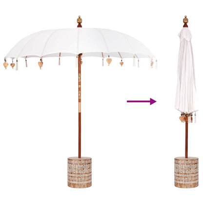 Balinese Parasol 260 Cream 210-220 cm Cotton and solid wood