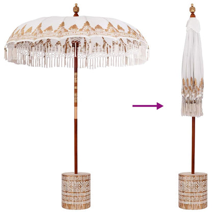 Balinese Parasol 260 Cream 180-190 cm Cotton and solid wood