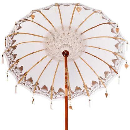 Balinese Parasol 2 pcs Cream 180-190 cm Cotton and solid wood