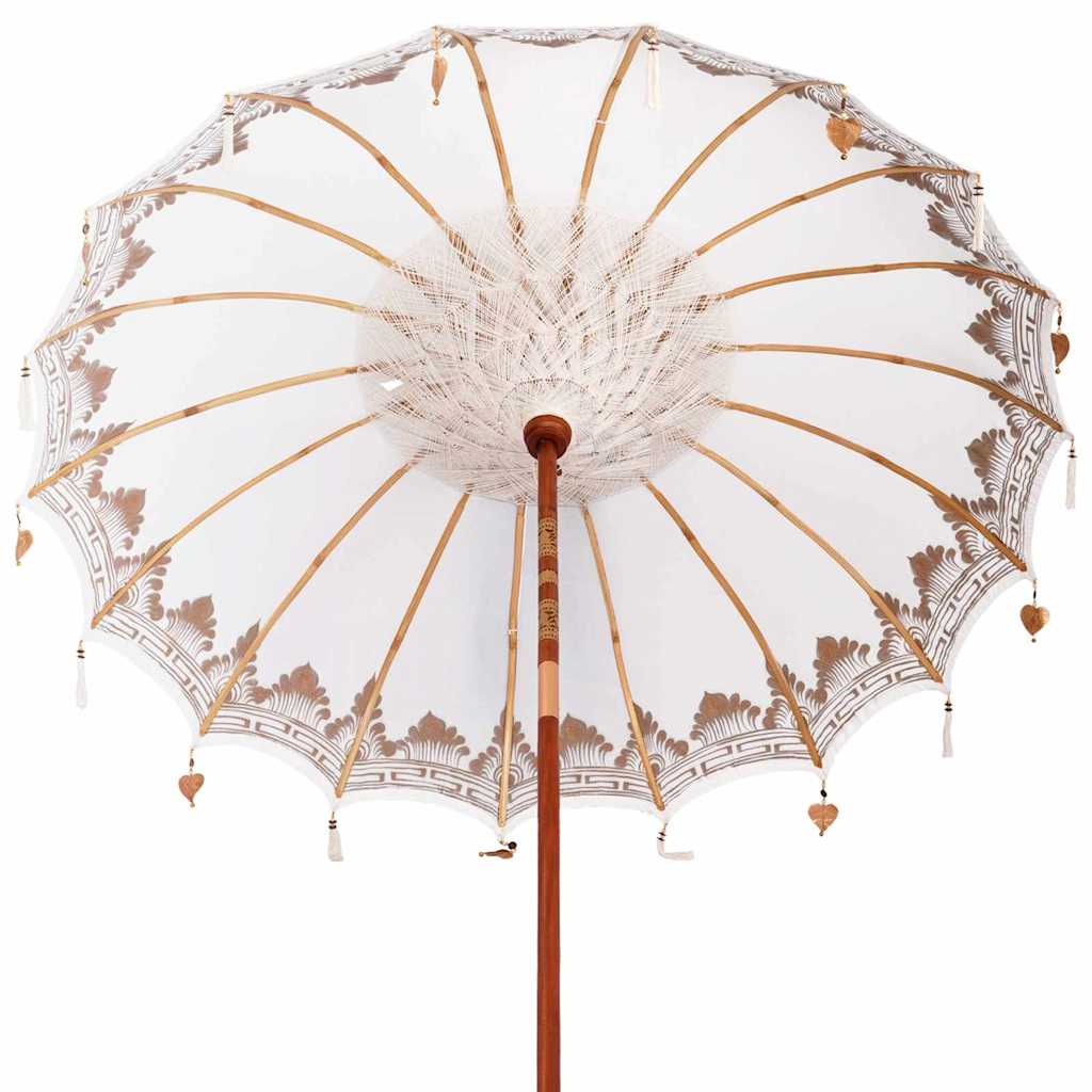 Balinese Parasol 2 pcs Cream 210-220 cm Cotton and solid wood