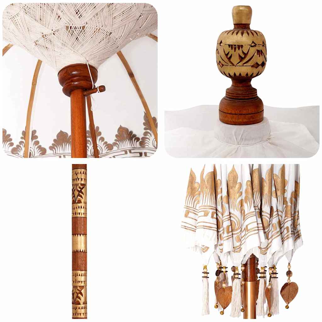 Balinese Parasol 2 pcs Cream 210-220 cm Cotton and solid wood