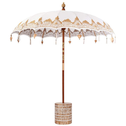 Balinese Parasol 2 pcs Cream 210-220 cm Cotton and solid wood