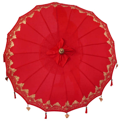 Balinese Parasol 260 Red 180-190 cm Cotton and solid wood