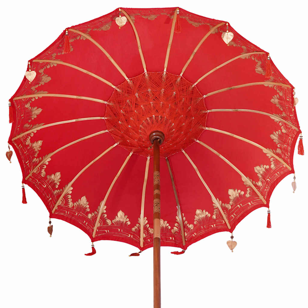 Balinese Parasol 260 Red 180-190 cm Cotton and solid wood