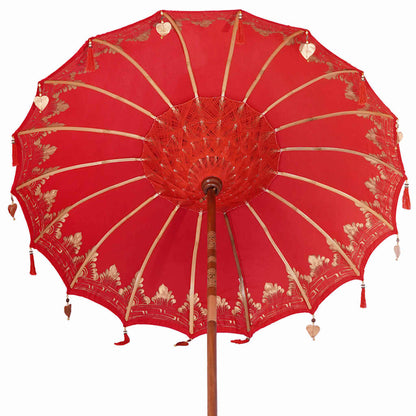 Balinese Parasol 260 Red 180-190 cm Cotton and solid wood