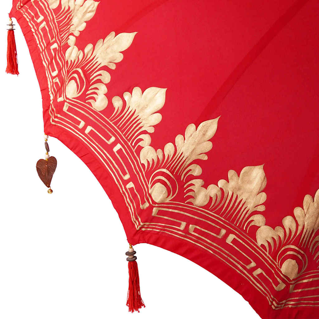Balinese Parasol 260 Red 210-220 cm Cotton and solid wood