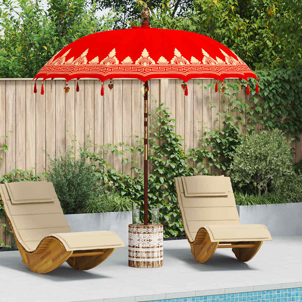 Balinese Parasol 260 Red 210-220 cm Cotton and solid wood