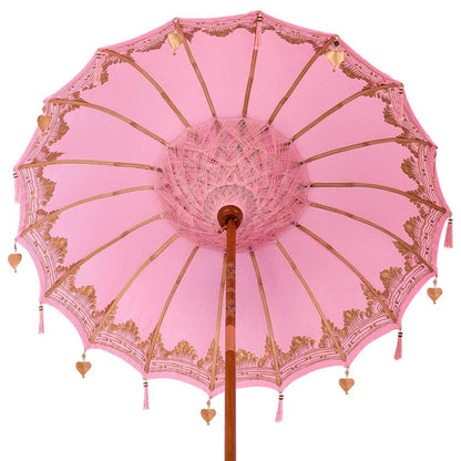 Balinese Parasol 260 Pink 180-190 cm Cotton and solid wood