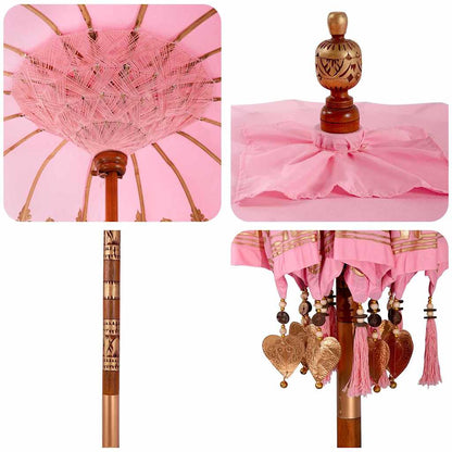 Balinese Parasol 260 Pink 180-190 cm Cotton and solid wood