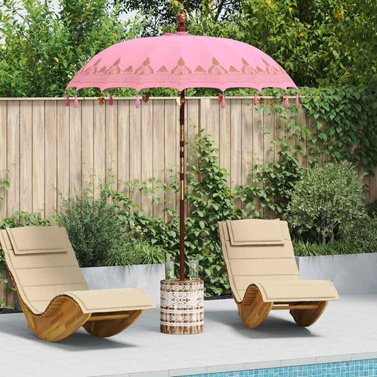 Balinese Parasol 260 Pink 180-190 cm Cotton and solid wood