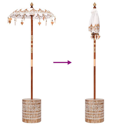 Balinese Parasol 260 Cream 95-100 cm Cotton and solid wood
