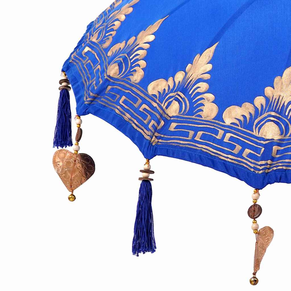 Parasol with Base Blue and Brown 250 cm Cotton and Wood