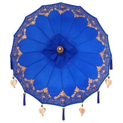 Parasol with Base Blue and Brown 250 cm Cotton and Wood