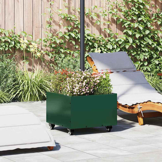 Parasol Base with Planter Green 45 x 45 x 45 cm Steel