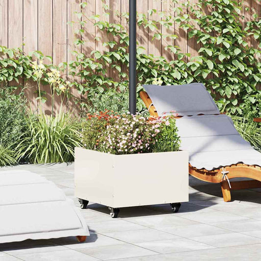 Parasol Base with Planter White 45 x 45 x 45 cm Steel