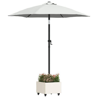Parasol Base with Planter White 45 x 45 x 45 cm Steel