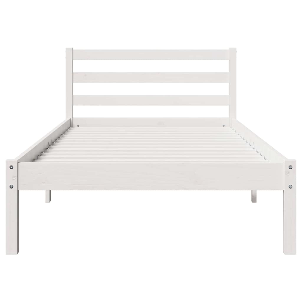 Bed Frame with Headboard White 210 x 100 cm Solid pine wood
