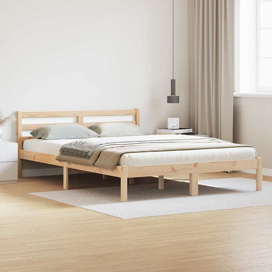 Bed Frame with Headboard Brown 210 x 140 cm Solid pine wood