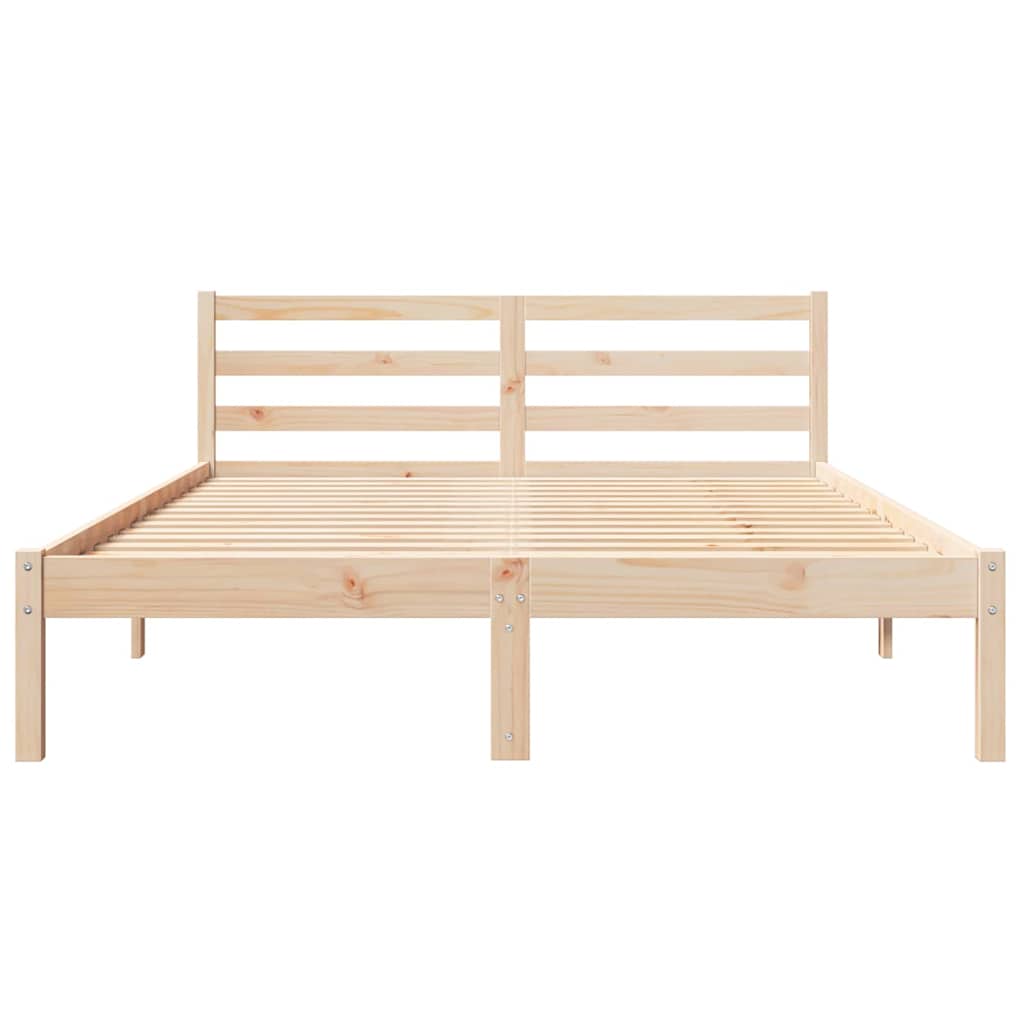 Bed Frame with Headboard Brown 210 x 140 cm Solid pine wood