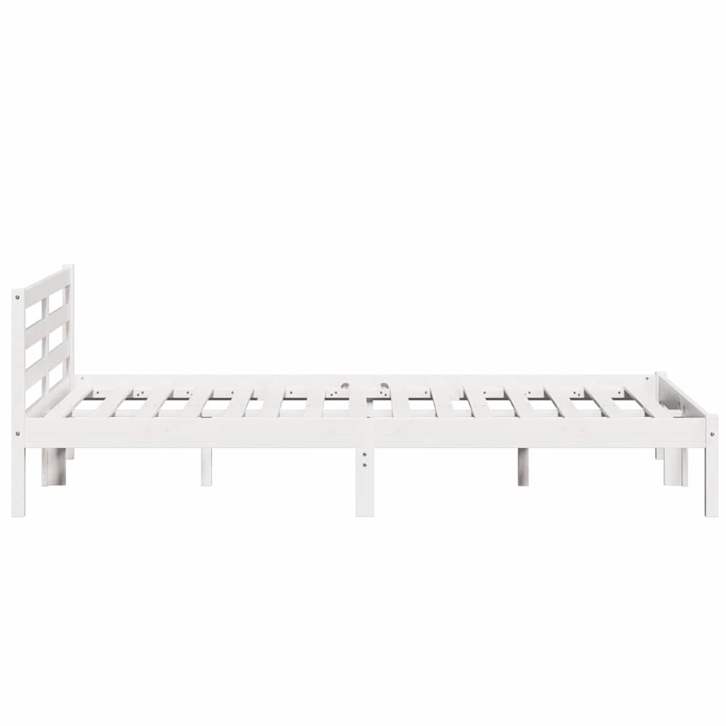 Bed Frame with Headboard White 210 x 140 cm Solid pine wood