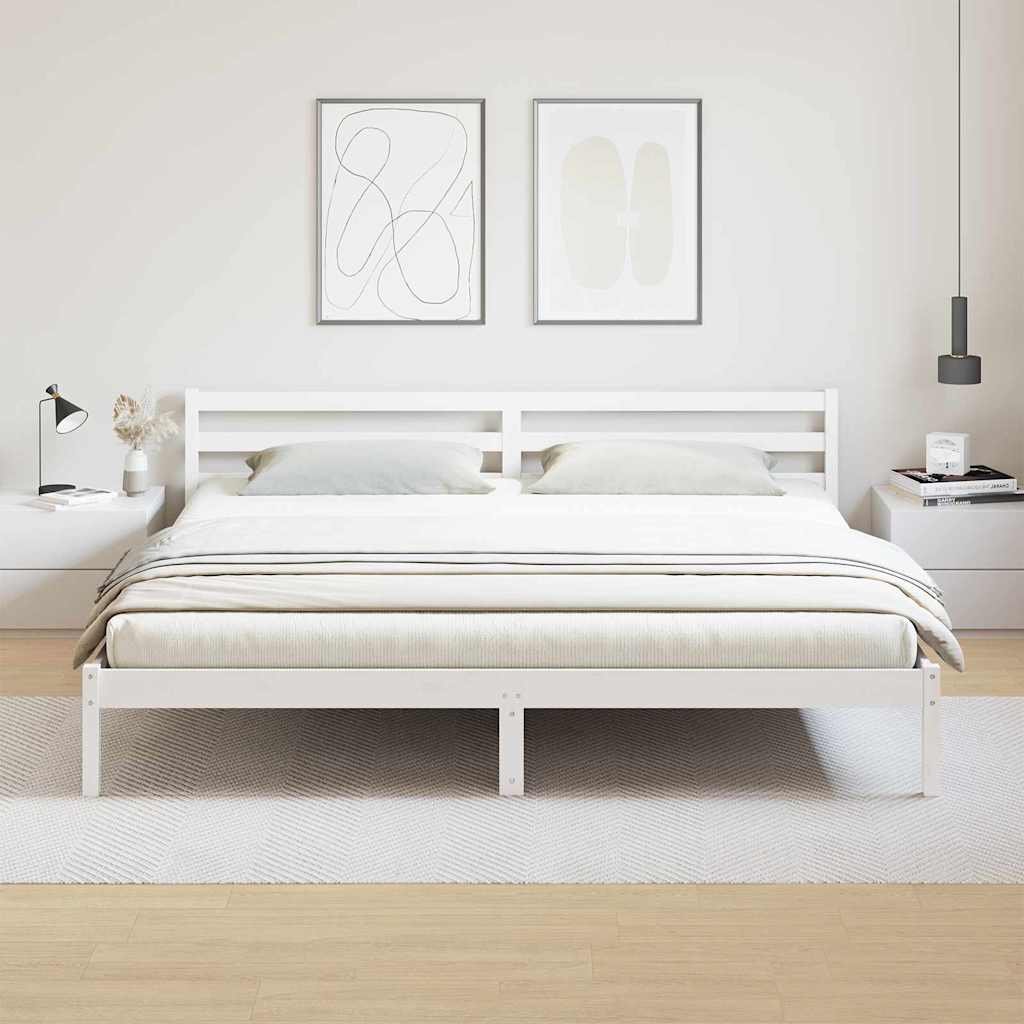 Bed Frame with Headboard White 210 x 180 cm Solid pine wood