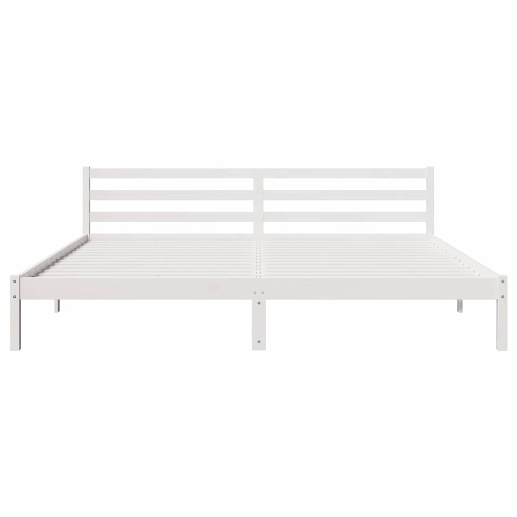 Bed Frame with Headboard White 210 x 200 cm Solid pine wood