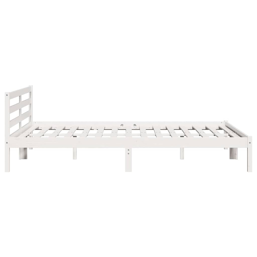 Bed Frame with Headboard White 210 x 200 cm Solid pine wood