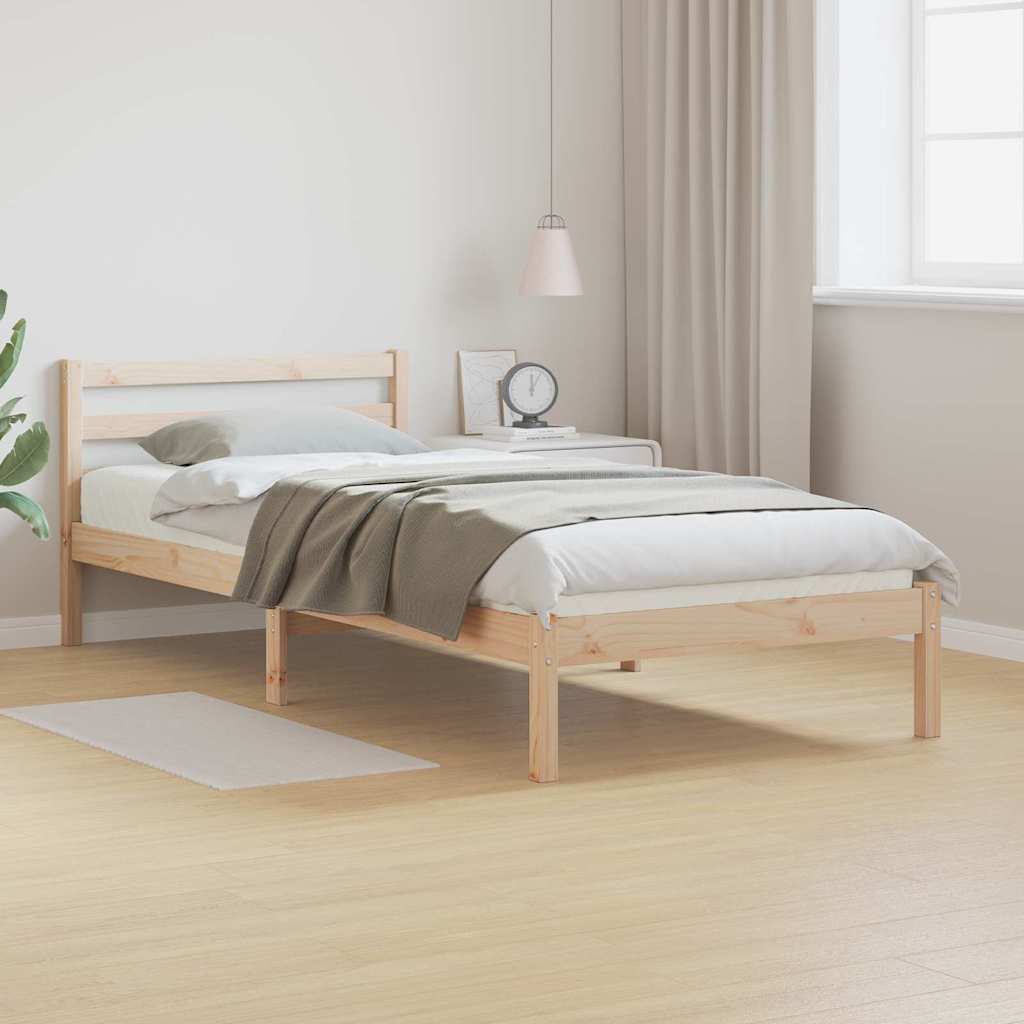 Bed Frame with Headboard Brown 220 x 80 cm Solid pine wood