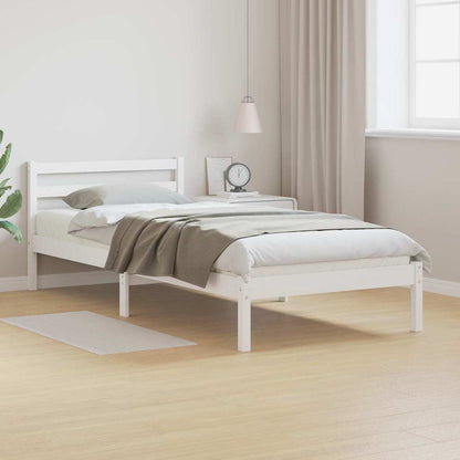 Bed Frame with Headboard White 220 x 80 cm Solid pine wood