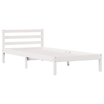 Bed Frame with Headboard White 220 x 80 cm Solid pine wood