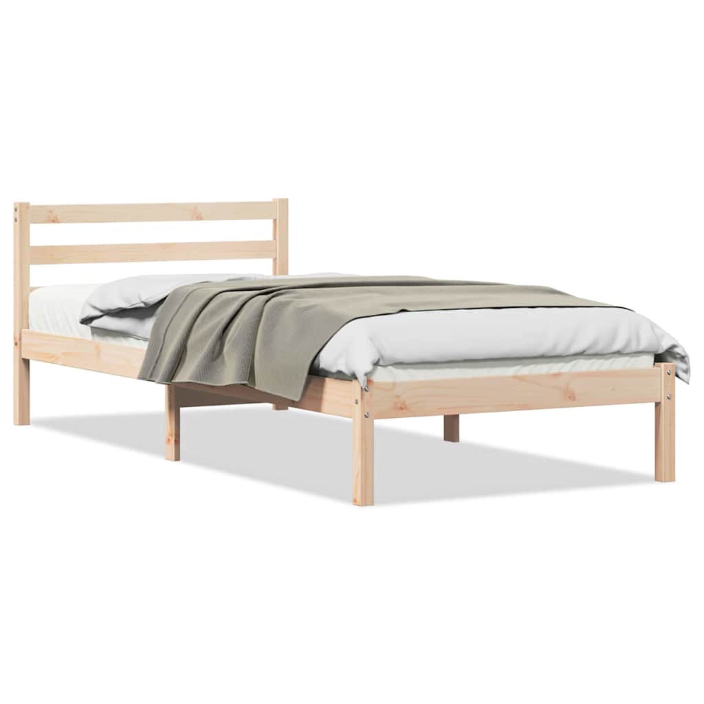 Bed Frame with Headboard Brown 220 x 90 cm Solid pine wood
