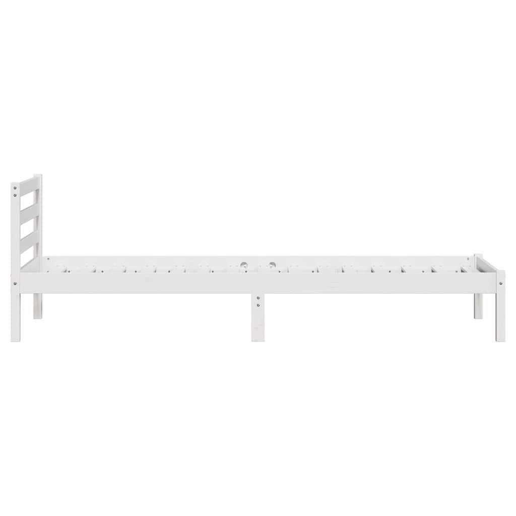Bed Frame with Headboard White 220 x 90 cm Solid pine wood