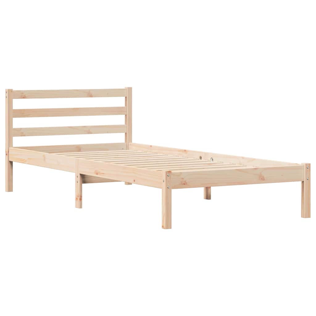 Bed Frame with Headboard Brown 220 x 100 cm Solid pine wood