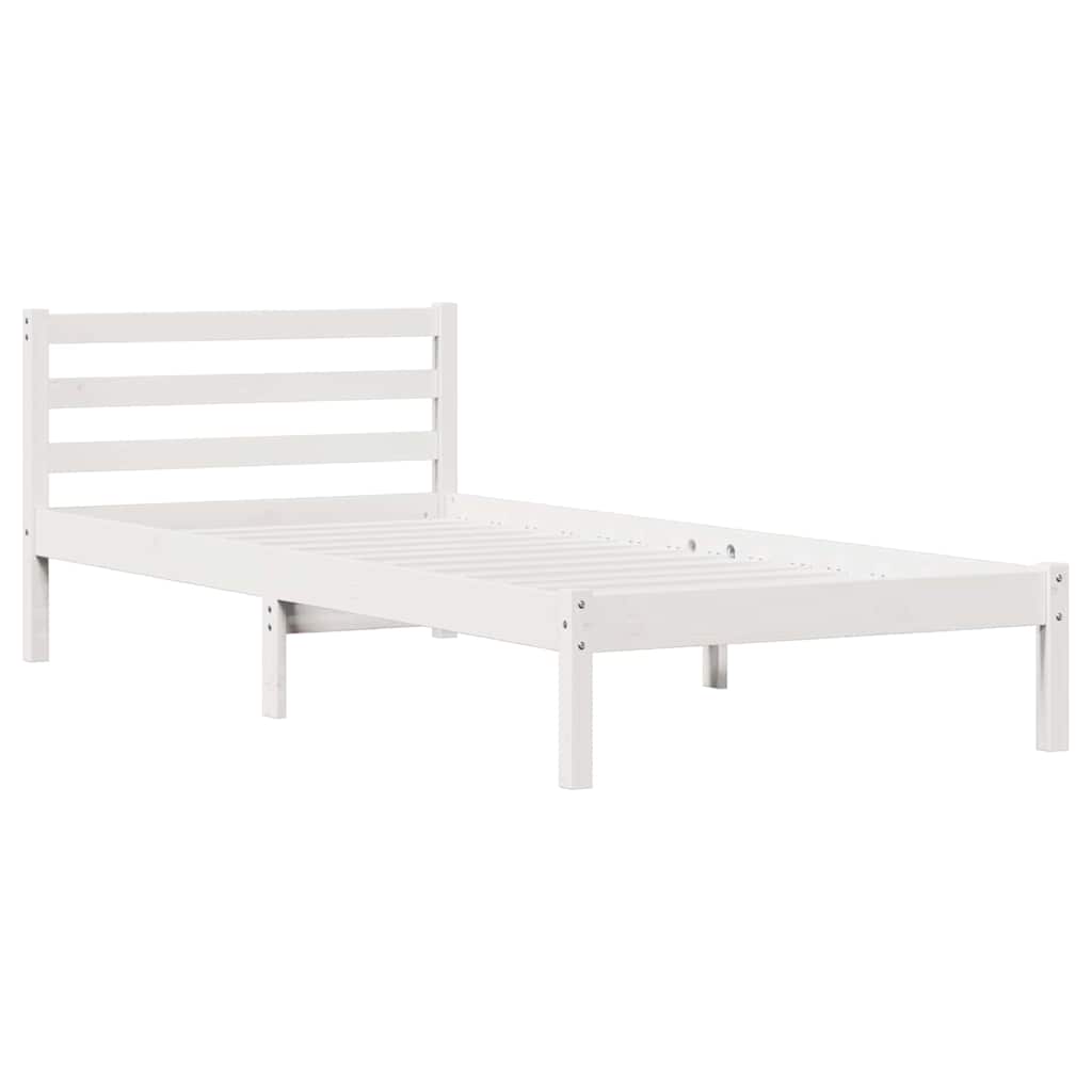 Bed Frame with Headboard White 220 x 100 cm Solid pine wood