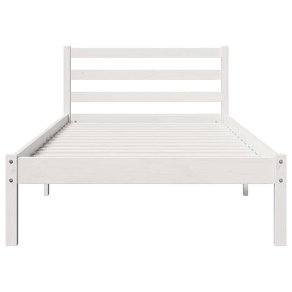 Bed Frame with Headboard White 220 x 100 cm Solid pine wood
