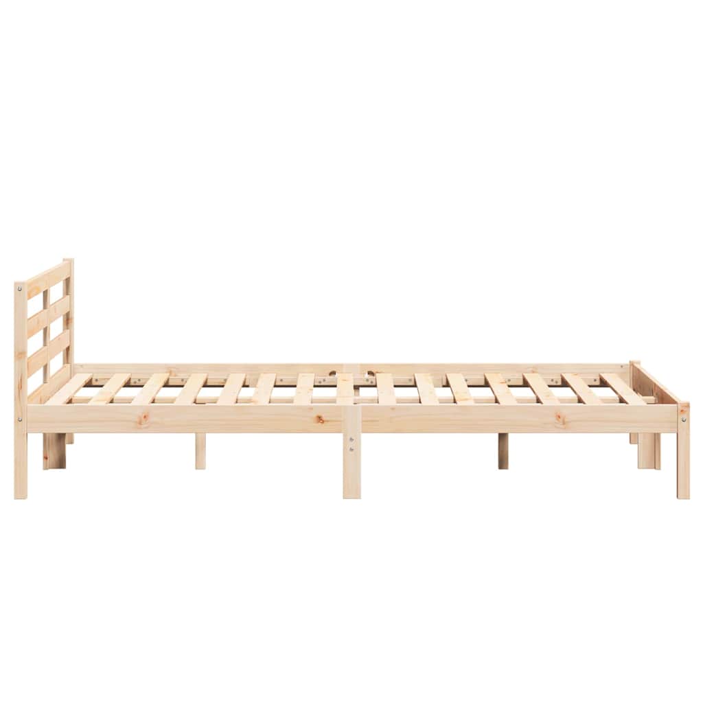 Bed Frame with Headboard Brown 220 x 140 cm Solid pine wood