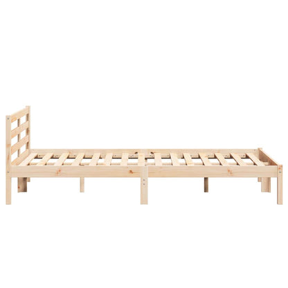 Bed Frame with Headboard Brown 220 x 140 cm Solid pine wood