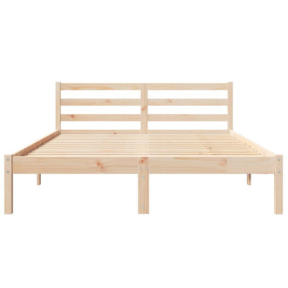 Bed Frame with Headboard Brown 220 x 160 cm Solid pine wood