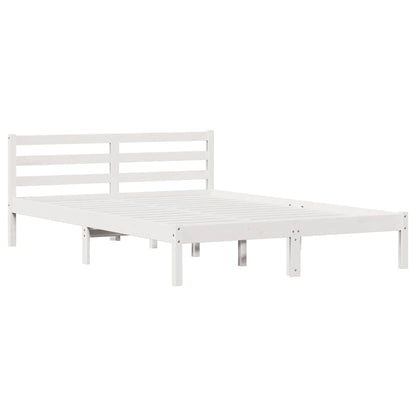 Bed Frame with Headboard White 220 x 160 cm Solid pine wood