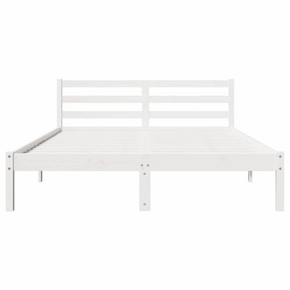 Bed Frame with Headboard White 220 x 160 cm Solid pine wood