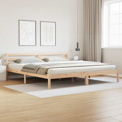 Bed Frame with Headboard Brown 220 x 180 cm Solid pine wood