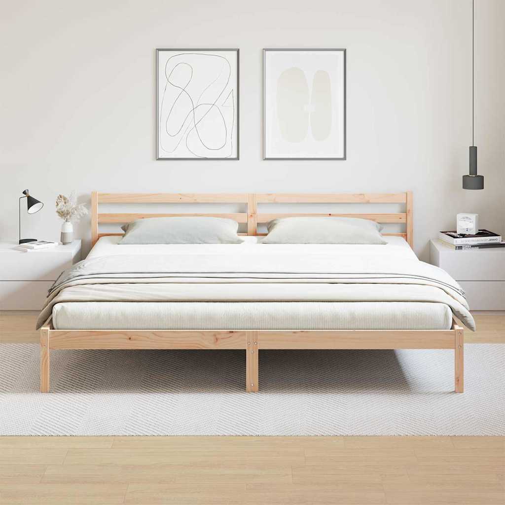 Bed Frame with Headboard Brown 220 x 180 cm Solid pine wood