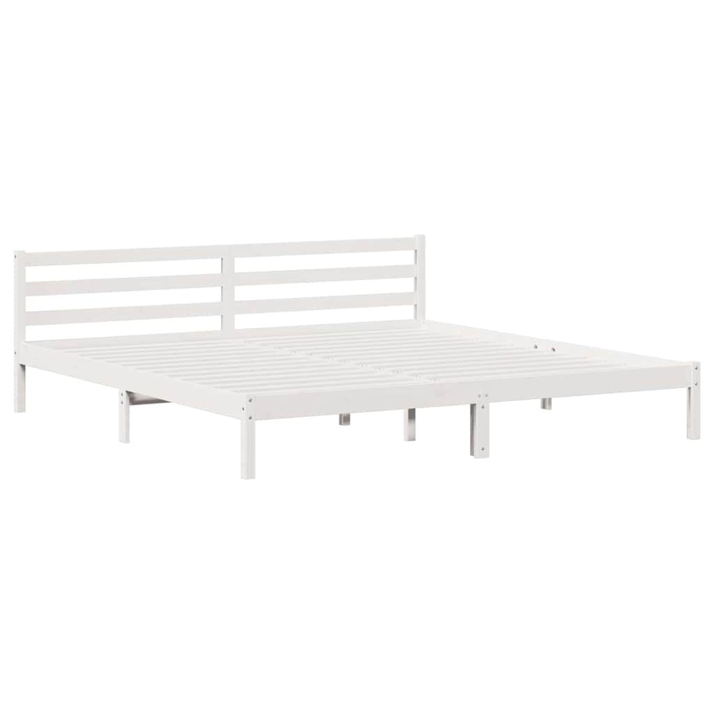 Bed Frame with Headboard White 220 x 180 cm Solid pine wood