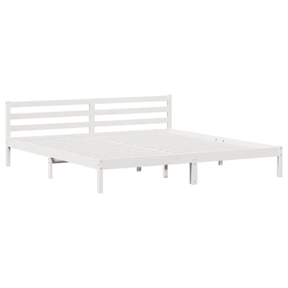 Bed Frame with Headboard White 220 x 180 cm Solid pine wood