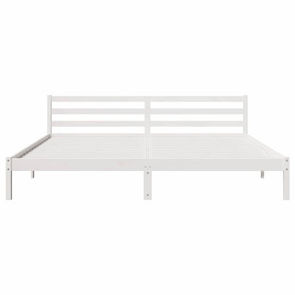 Bed Frame with Headboard White 220 x 180 cm Solid pine wood