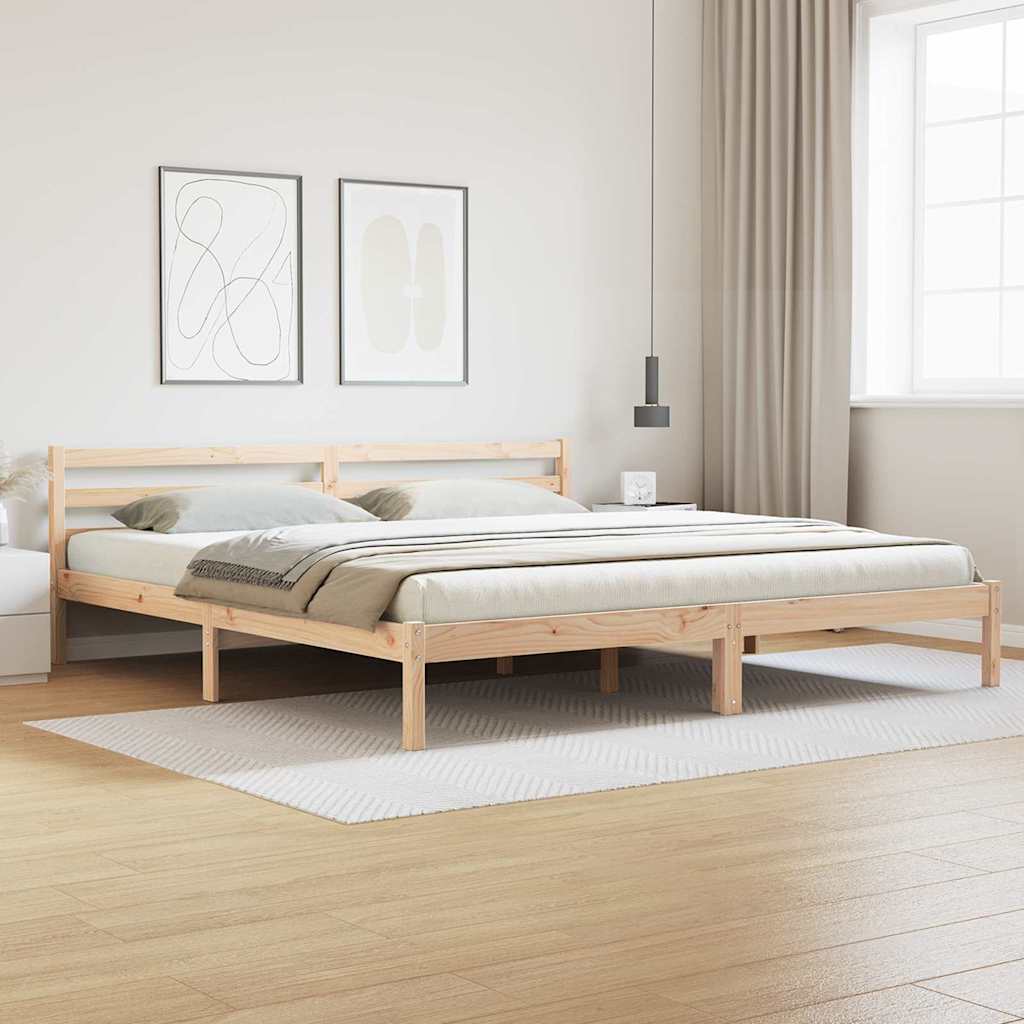 Bed Frame with Headboard Brown 220 x 200 cm Solid pine wood