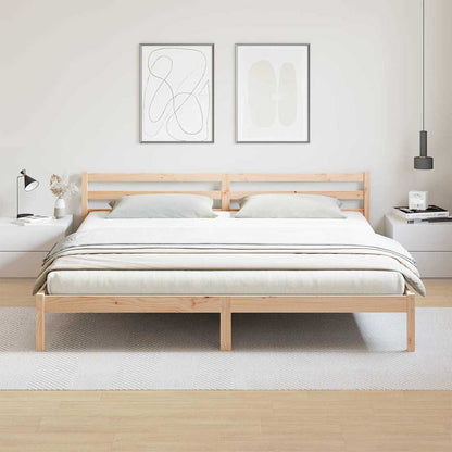 Bed Frame with Headboard Brown 220 x 200 cm Solid pine wood