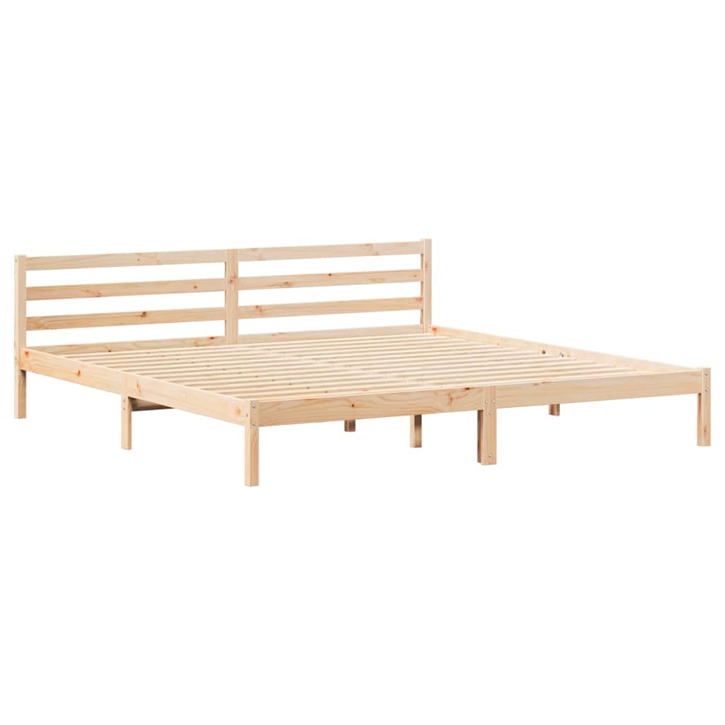 Bed Frame with Headboard Brown 220 x 200 cm Solid pine wood