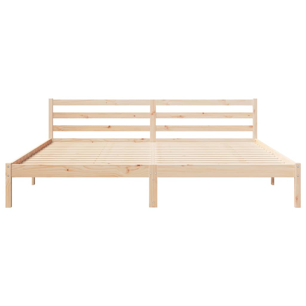 Bed Frame with Headboard Brown 220 x 200 cm Solid pine wood