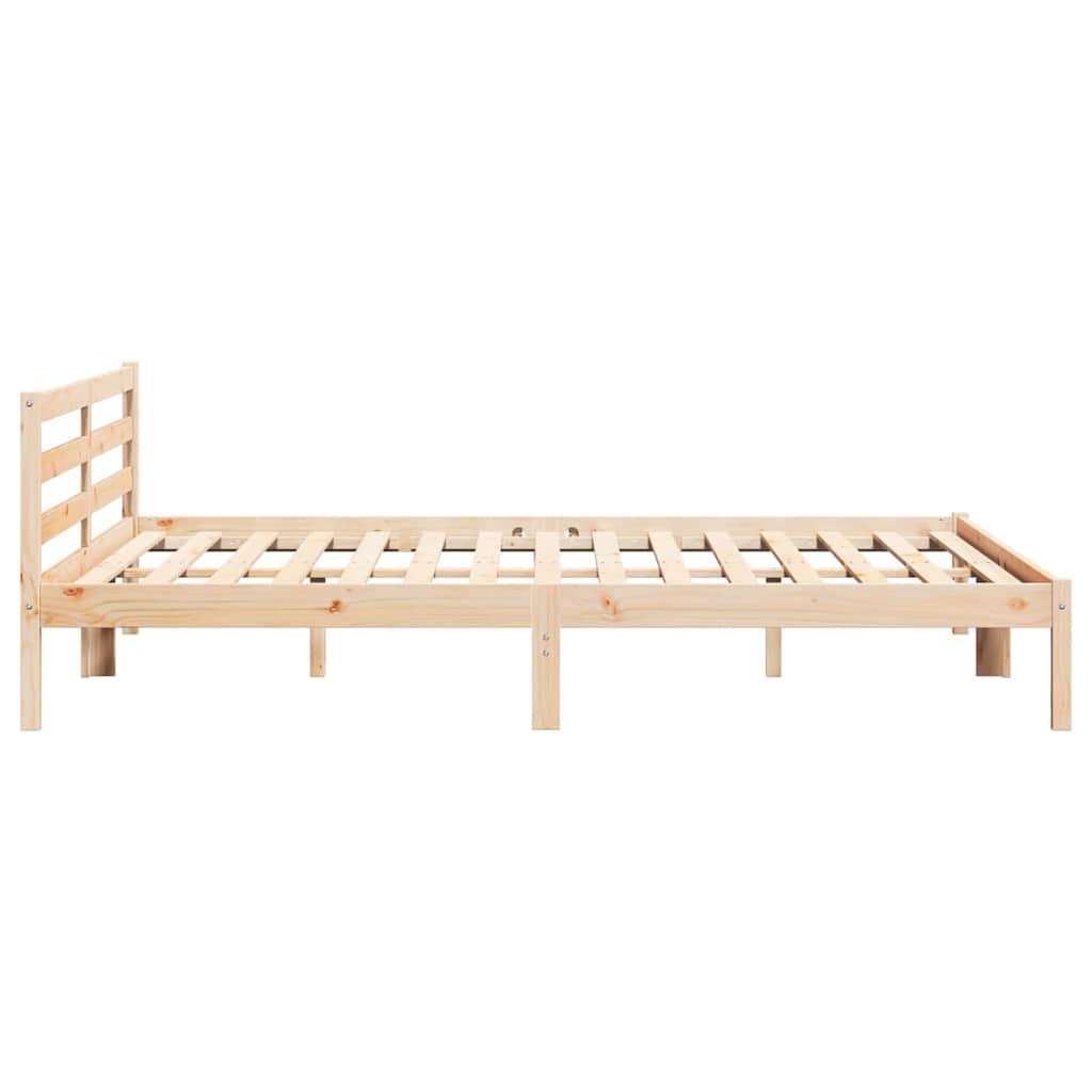 Bed Frame with Headboard Brown 220 x 200 cm Solid pine wood